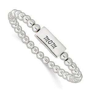 Kazi Luxury Sterling Silver Enameled MOM Stretch Bracelet